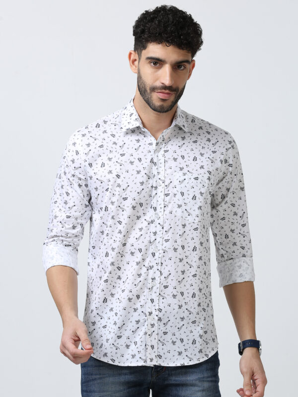 White Printed Shirt for Men - Floral Design|Premium Cotton