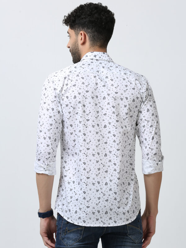 White Printed Shirt for Men - Floral Design|Premium Cotton - Image 4